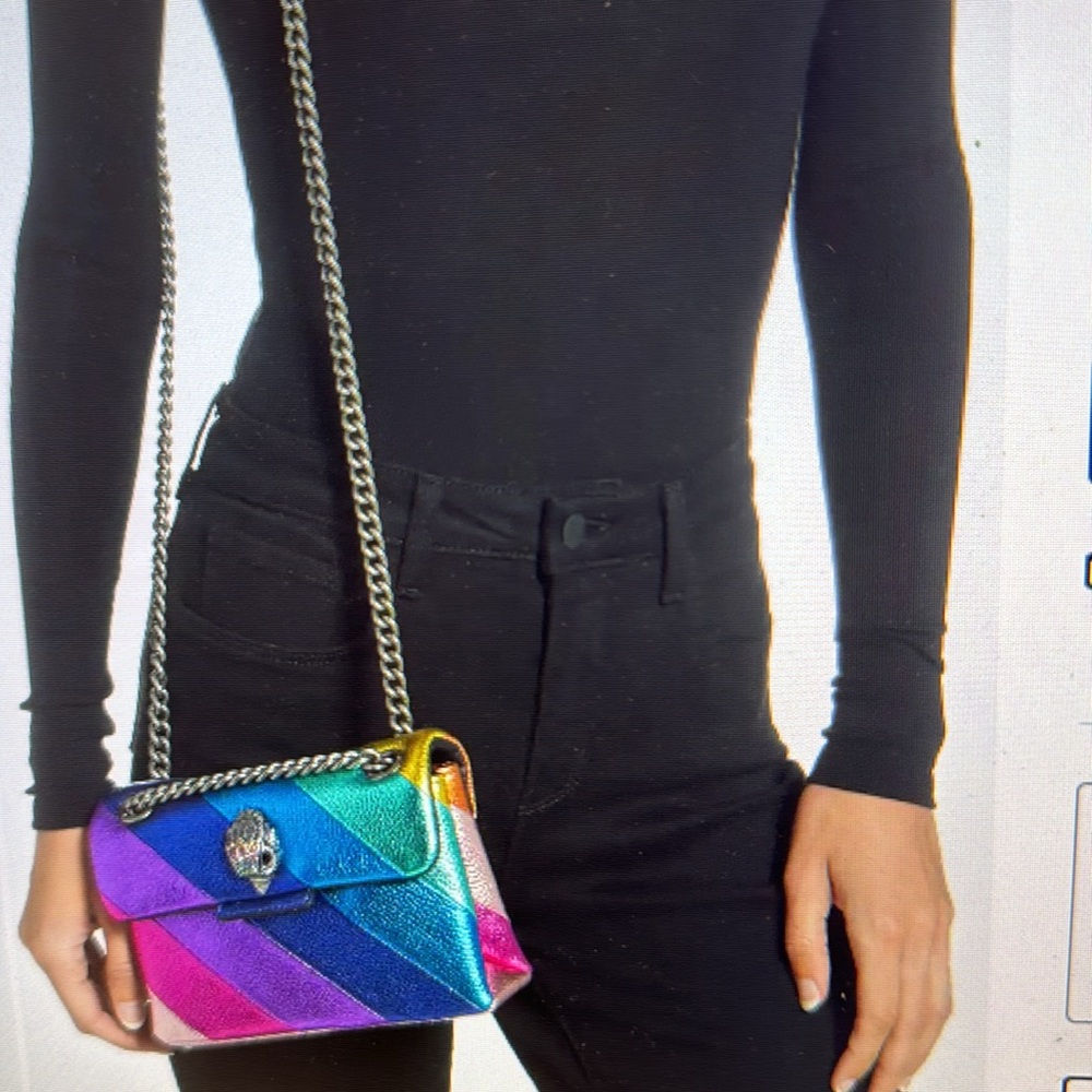 Kurt Geiger Rainbow Metallic Diagonal Stripe Shoulder Bag - Picture 9 of 16